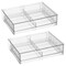 mDesign Wide Plastic Stackable Glasses Organizer Box, 2 Drawers, 2 Pack, Clear